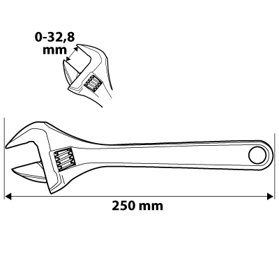 Klucz nastawny 250 mm, zakres 0-33 mm NEO TOOLS
