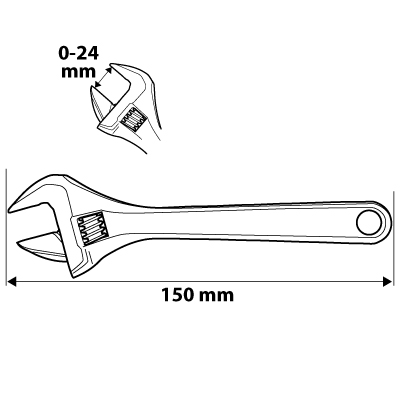 Klucz nastawny 150 mm, zakres 0-24 mm NEO TOOLS