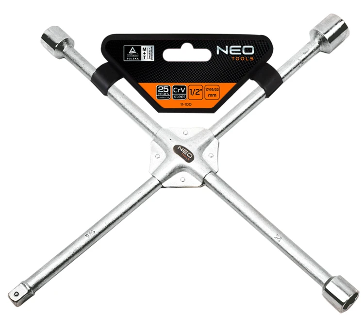 Klucz do kół krzyżakowy NEO TOOLS wzmacniany 17 x 19 x 22 x 1/2"