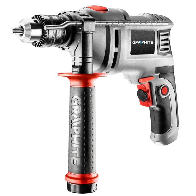 Wiertarka udarowa GRAPHITE 550W, uchwyt kluczykowy 13 mm, obroty 0-3000 min⁻¹, walizka