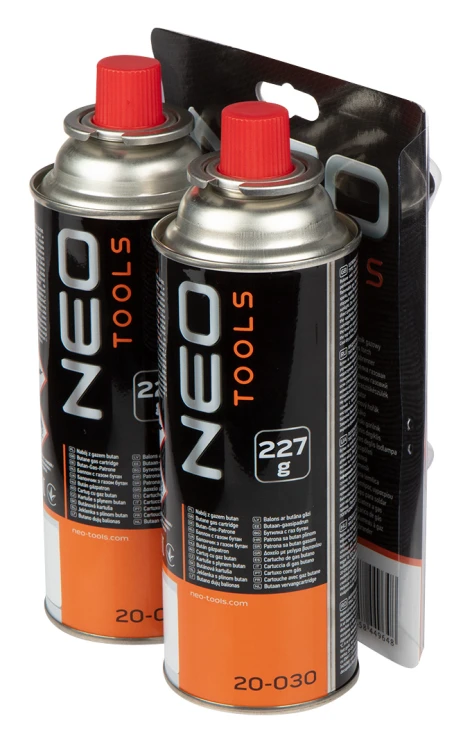 Palnik gazowy nakręcany NEO TOOLS + 2 naboje z gazem butan, 227 g