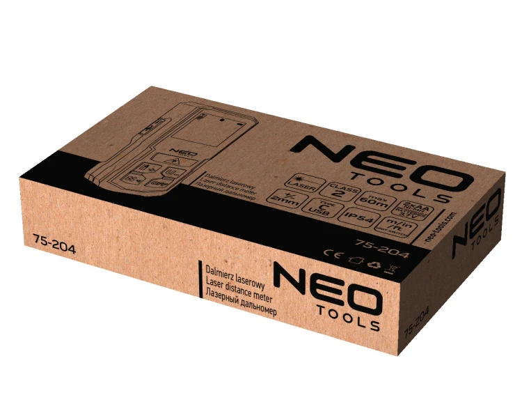 Dalmierz laserowy NEO TOOLS zasięg 60 m, IP54