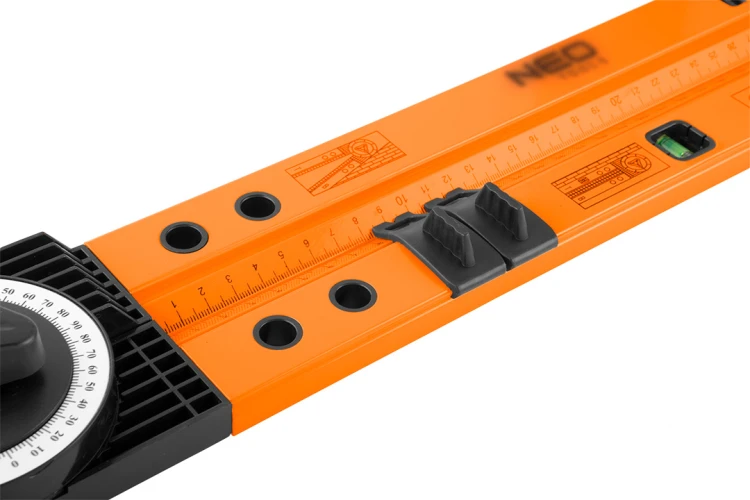 Kątomierz nastawny z poziomicą NEO TOOLS 500 mm, 2 libelle, ołówek