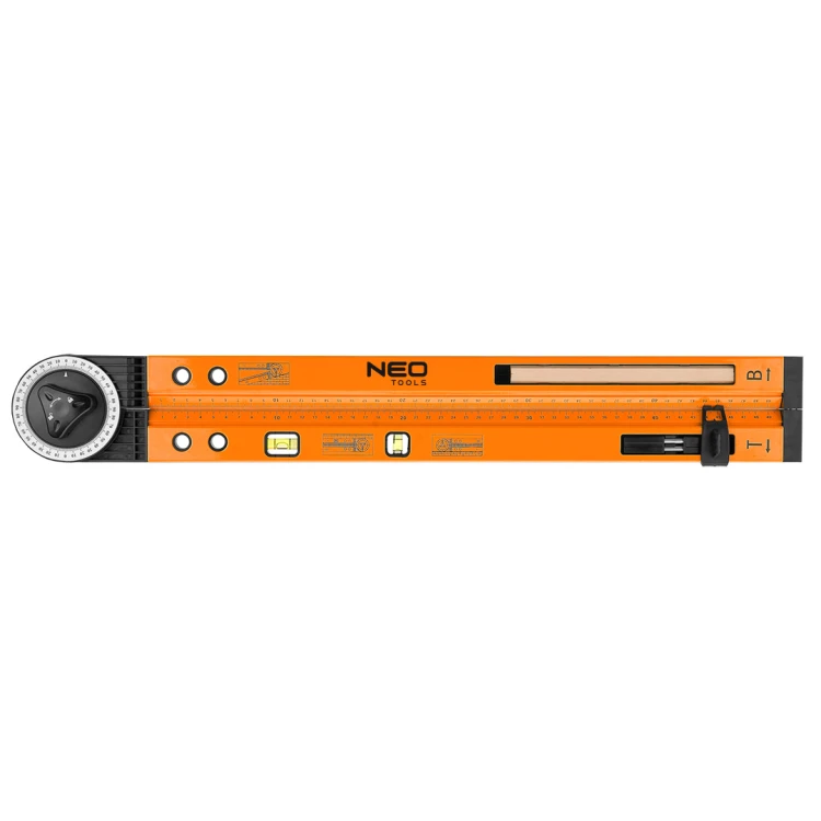 Kątomierz nastawny z poziomicą NEO TOOLS 500 mm, 2 libelle, ołówek