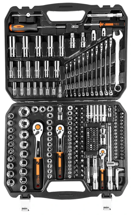 Klucze nasadowe NEO TOOLS zestaw 219 szt. CrV 1/2" 3/8" 1/4"