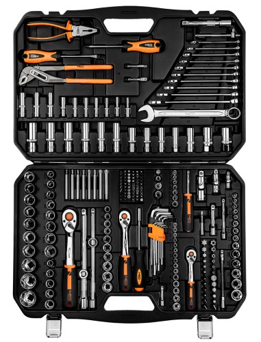 Klucze nasadowe NEO TOOLS zestaw233 szt. CrV 1/2" 3/8" 1/4"