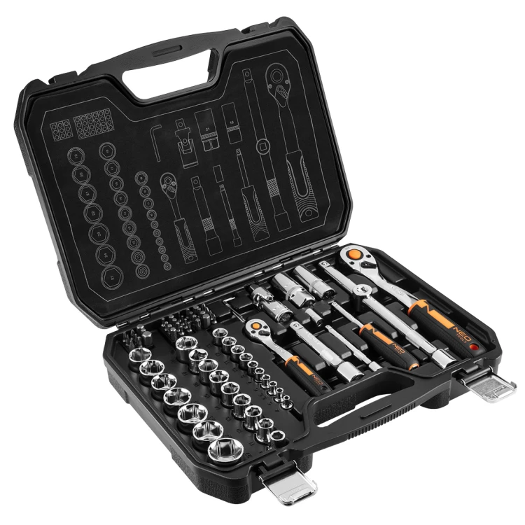 Kucze nasadowe NEO TOOLS zestaw 73 szt. CrV 1/2" 1/4"