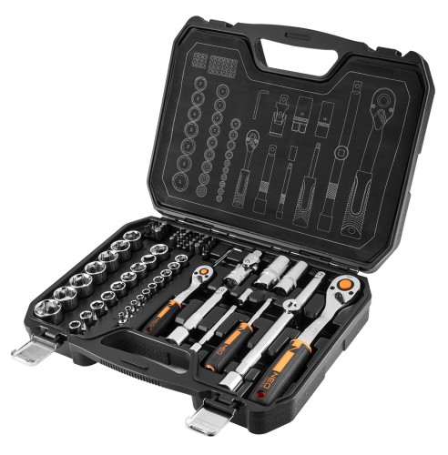 Kucze nasadowe NEO TOOLS zestaw 73 szt. CrV 1/2" 1/4"