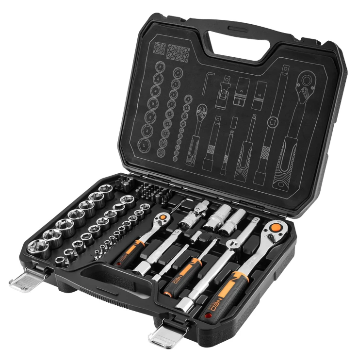 Kucze nasadowe NEO TOOLS zestaw 73 szt. CrV 1/2" 1/4"