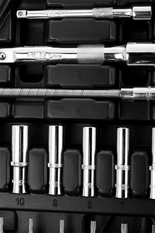 Klucze nasadowe NEO TOOLS zestaw 94 szt. CrV 1/2" 1/4"