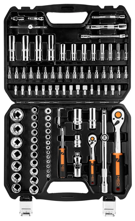 Klucze nasadowe NEO TOOLS zestaw 94 szt. CrV 1/2" 1/4"