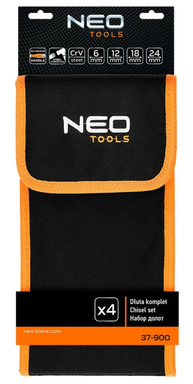 Dłuta NEO TOOLS 6, 12, 18, 24 zestaw 4 szt. uchwyt dwukomponentowy w etui