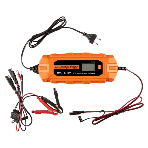 Prostownik automatyczny NEO TOOLS 10A/160W 3-200Ah do akumulatorów kwasowych / AGM / GEL