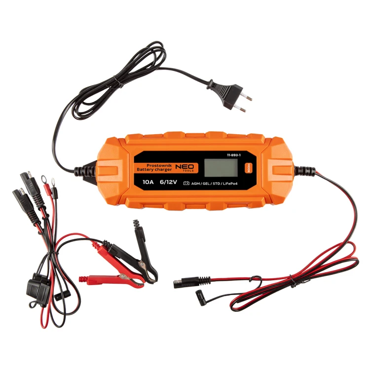 Prostownik automatyczny NEO TOOLS 10A/160W 3-200Ah do akumulatorów kwasowych / AGM / GEL