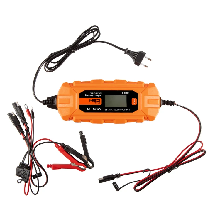 Prostownik automatyczny NEO TOOLS 4A/70W 3-120Ah do akumulatorów kwasowych / AGM / GEL