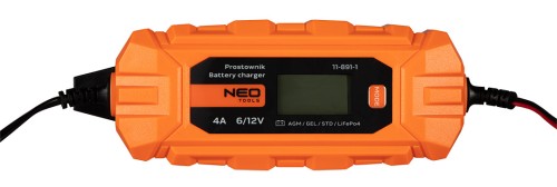 Prostownik automatyczny NEO TOOLS 4A/70W 3-120Ah do akumulatorów kwasowych / AGM / GEL
