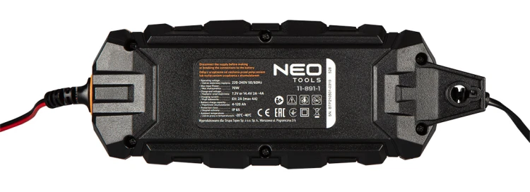 Prostownik automatyczny NEO TOOLS 4A/70W 3-120Ah do akumulatorów kwasowych / AGM / GEL
