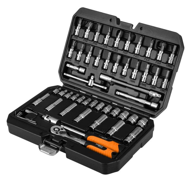 Klucze nasadowe NEO TOOLS 1/4" 55 szt. satynowy