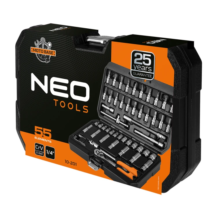 Klucze nasadowe NEO TOOLS 1/4" 55 szt. satynowy