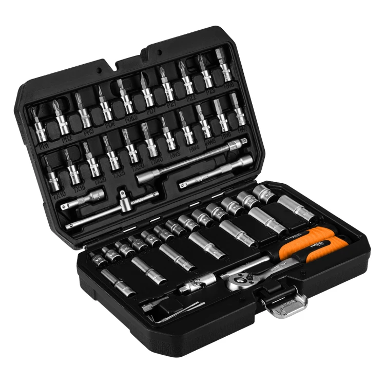 Klucze nasadowe NEO TOOLS 1/4" 55 szt. satynowy