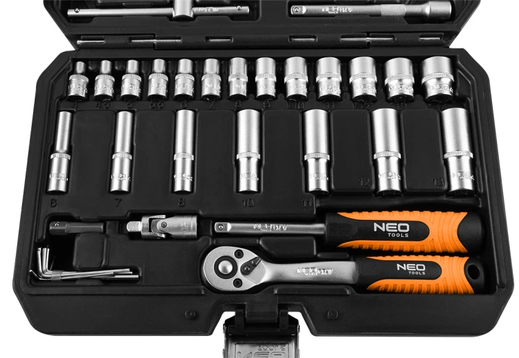 Klucze nasadowe NEO TOOLS 1/4" 55 szt. satynowy