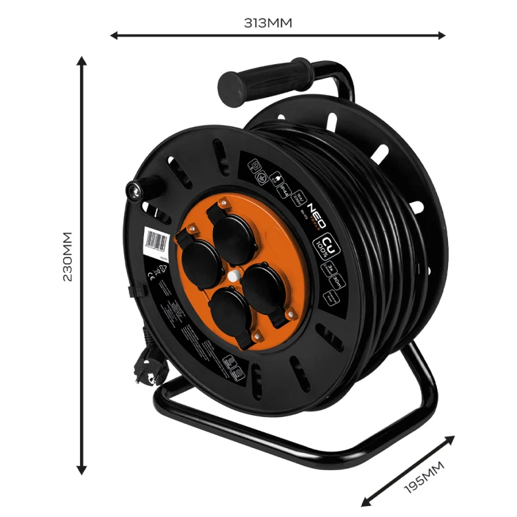 Przedłużacz bębnowy 30 m NEO TOOLS 3 x 2.5 mm2