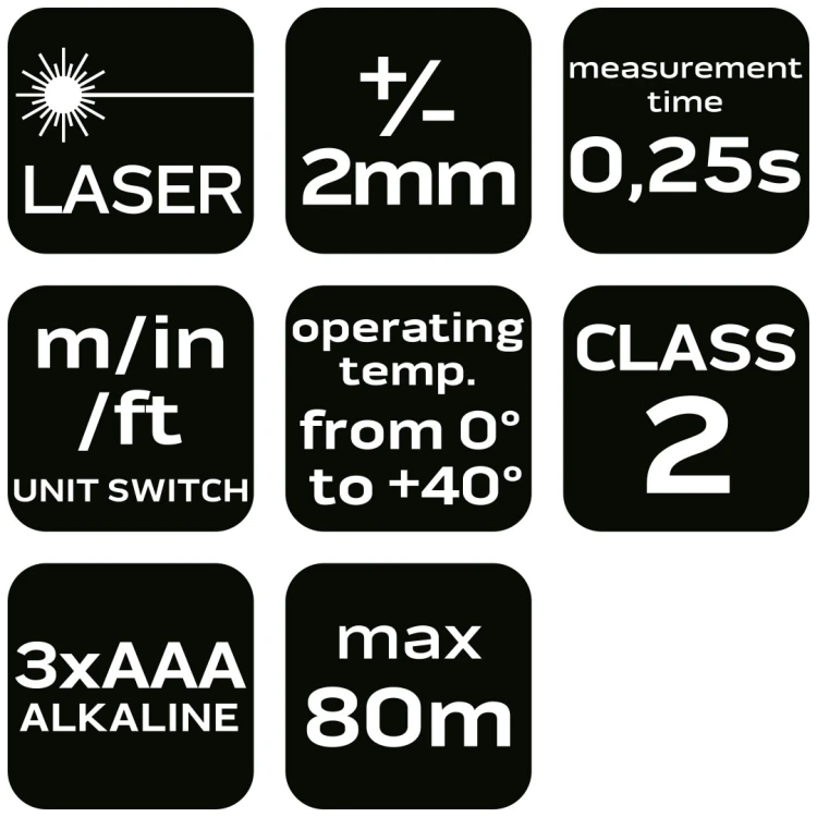 Dalmierz laserowy NEO TOOLS zasięg 80 m, IP54
