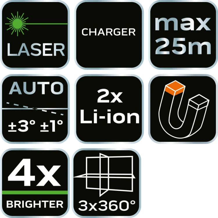 Laser 3D NEO TOOLS 12 linii zielony, zestaw w walizce