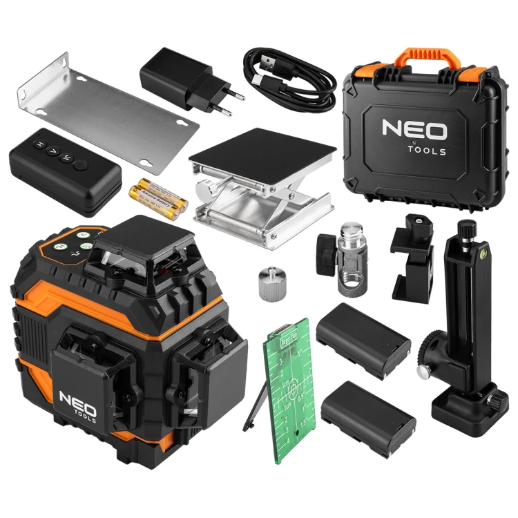 Laser 3D NEO TOOLS 12 linii zielony, zestaw w walizce
