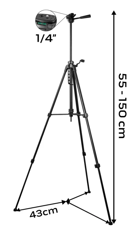 Statyw stalowy NEO TOOLS z powłoką elektroforetyczną 1.5 m 1/4" do laserów krzyżowych