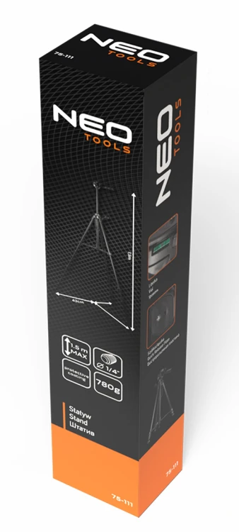 Statyw stalowy NEO TOOLS z powłoką elektroforetyczną 1.5 m 1/4" do laserów krzyżowych