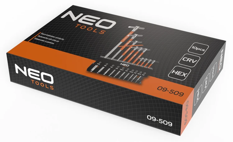 Klucze trzpieniowe NEO TOOLS  z przetyczką 2-10 mm, zestaw 10 szt. w stojaku