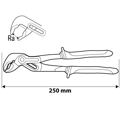 Szczypce do rur NEO TOOLS 250 mm, zakres 0-42 mm