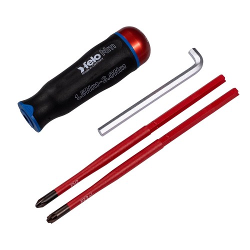 Wkrętak dynamometryczny FELO NM 1.5-3.0 + dwie izolowane klingi VDE Z2 oraz PH2