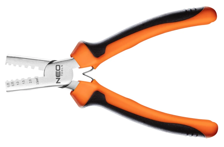 Szczypce do zaciskania końcówek NEO TOOLS 0.25 - 2.5 mm2 (15-9 AWG), 140 mm