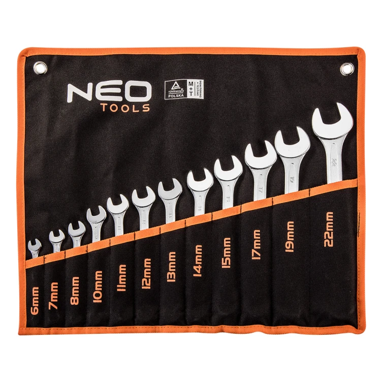 Klucze płasko-oczkowe NEO TOOLS 6-22 mm, zestaw 12 szt.