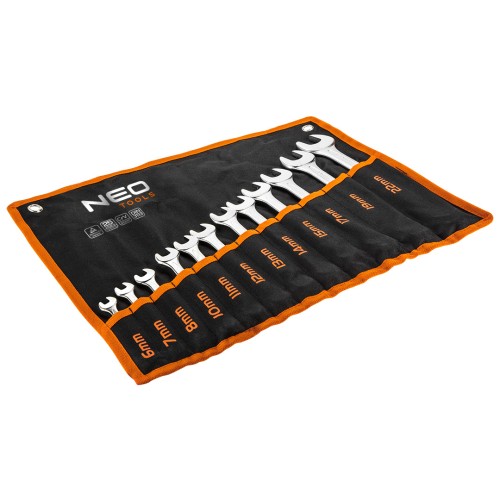Klucze płasko-oczkowe NEO TOOLS 6-22 mm, zestaw 12 szt.