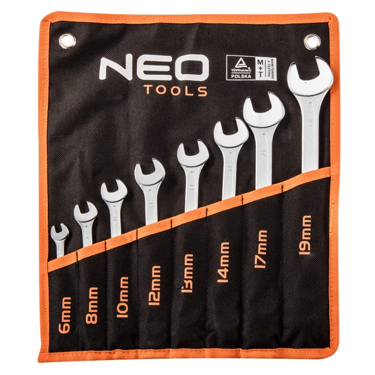 Klucze płasko-oczkowe NEO TOOLS 6-19 mm, zestaw 8 szt.