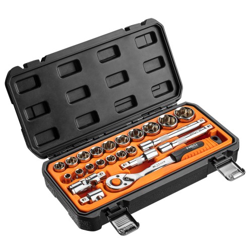 Klucze nasadowe 1/2" NEO TOOLS zestaw 23 szt.