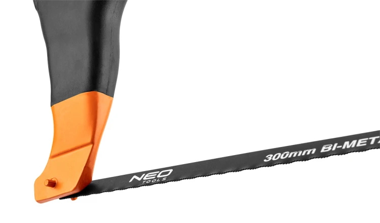 Piła do metalu NEO TOOLS heavy duty 300 mm z pojemnikiem na brzeszczoty, aluminium, dwukomponentowy uchwyt
