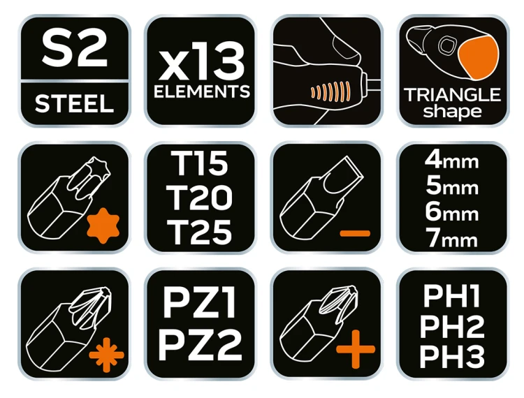 Wkrętak z giętkim grotem NEO TOOLS zestaw 13 szt.