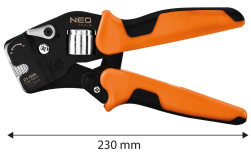 Szczypce do zaciskania końcówek tulejkowych NEO TOOLS CrV 230 mm, samonastawne 0.08 -16 mm2, AWG 26-5