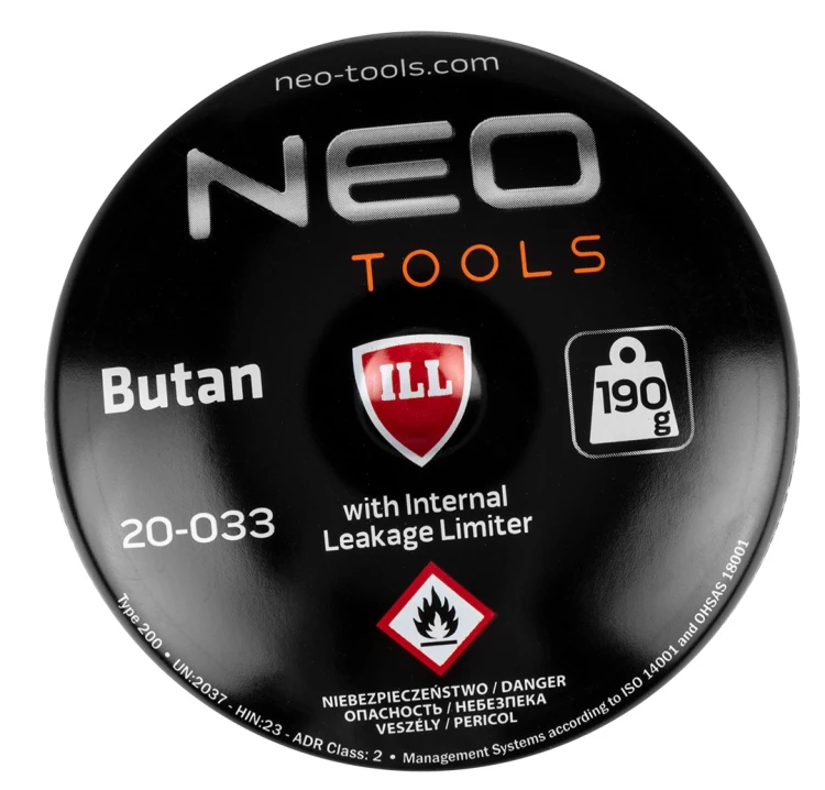 Lampa lutownicza gazowa NEO TOOLS na naboje 190 g + 4 naboje gazowe nabijane