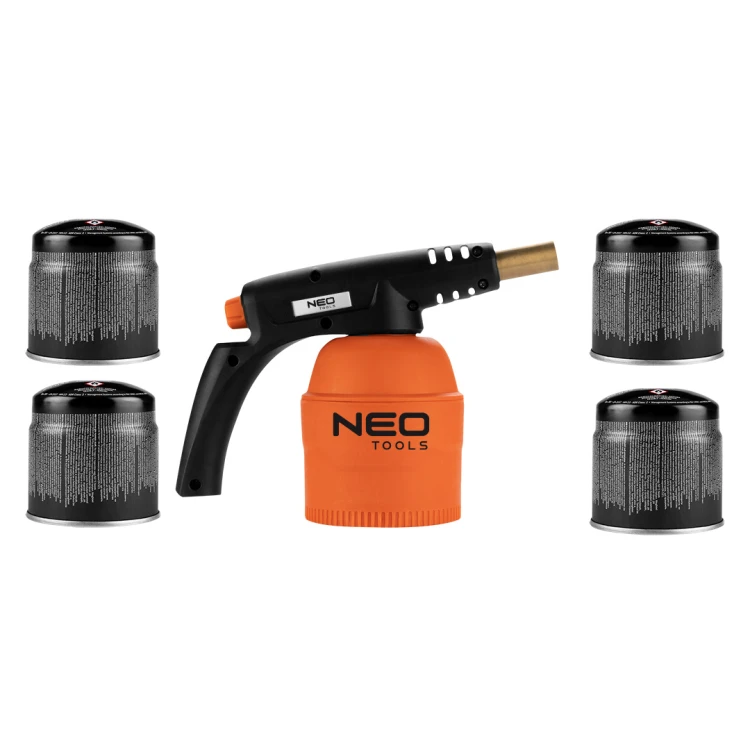 Lampa lutownicza gazowa NEO TOOLS na naboje 190 g + 4 naboje gazowe nabijane