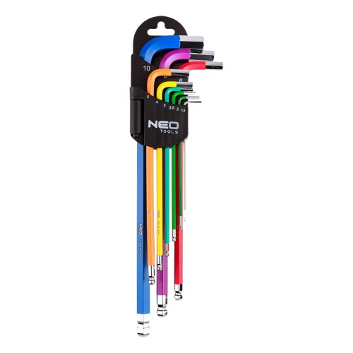 Klucze sześciokątne imbusowe NEO TOOLS 1.5-10 mm, zestaw 9 szt.