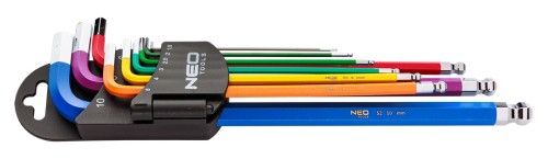 Klucze sześciokątne imbusowe NEO TOOLS 1.5-10 mm, zestaw 9 szt.