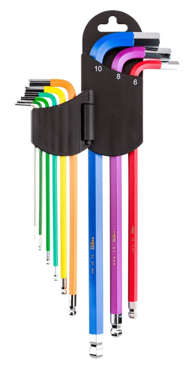 Klucze sześciokątne imbusowe NEO TOOLS 1.5-10 mm, zestaw 9 szt.