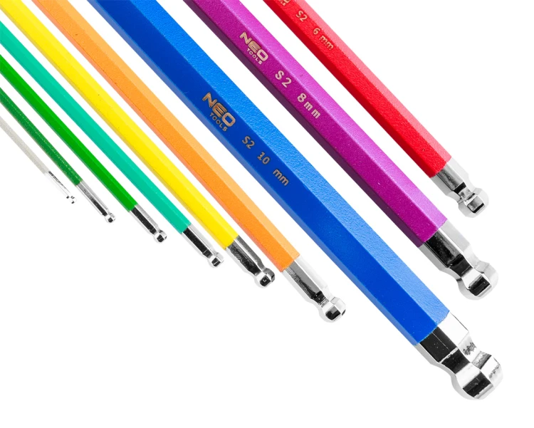 Klucze sześciokątne imbusowe NEO TOOLS 1.5-10 mm, zestaw 9 szt.