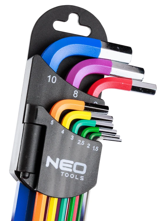 Klucze sześciokątne imbusowe NEO TOOLS 1.5-10 mm, zestaw 9 szt.