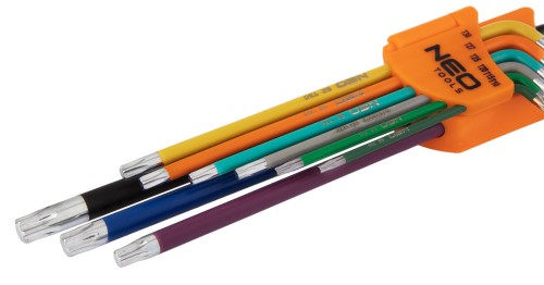 Klucze Torx NEO TOOLS  T10-50, zestaw 9 szt., kolorowe